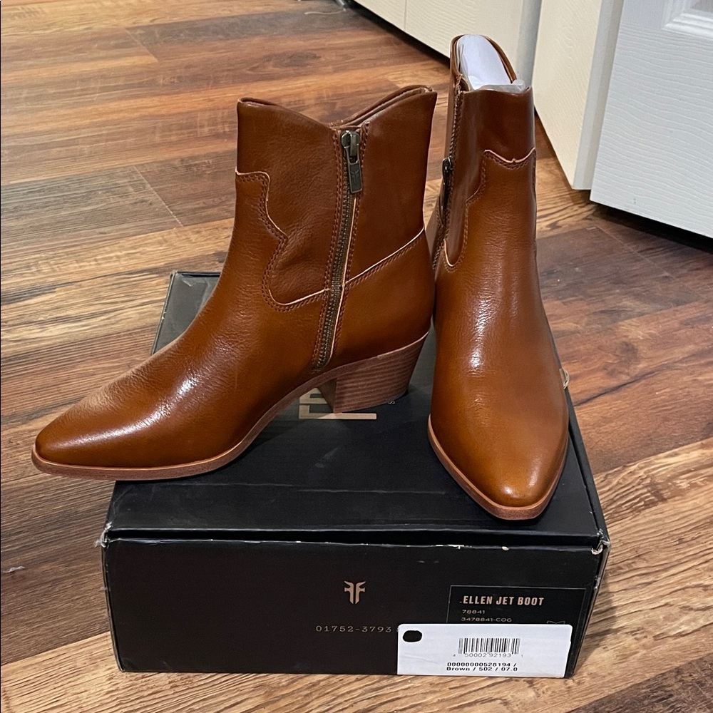Frye Brown Ankle Boots with Zipper